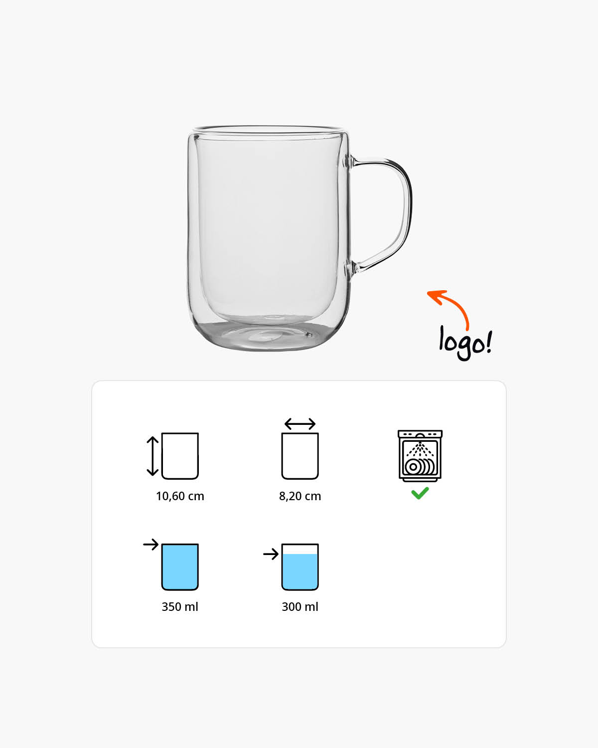 Thigo dubbelwandig glas met oor 350 ml Gravure (zandstralen)  of Bedrukt (1 kleur)  sfeerfoto 1