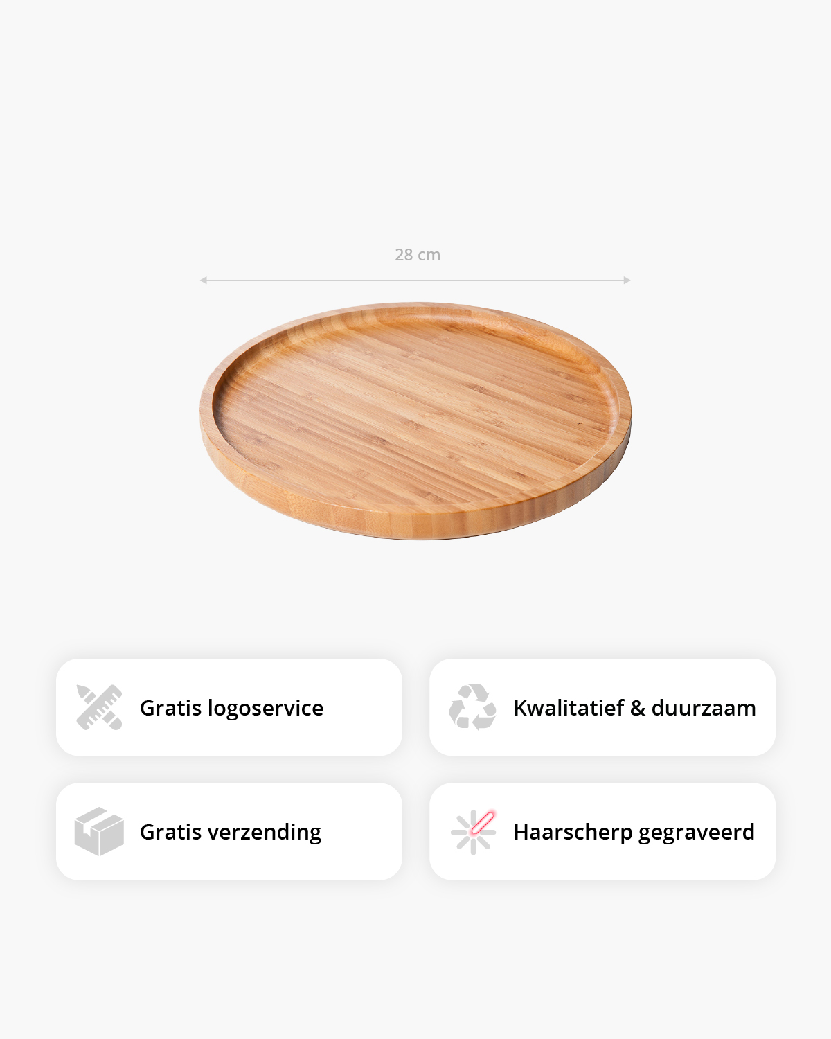 Circle houten serveerplank rond 28 cm Lasergravure  sfeerfoto 1