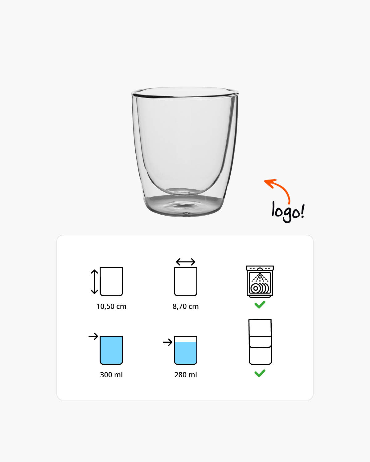 Elio dubbelwandig glas 300 ml Gravure (zandstralen)  of Bedrukt (1 kleur)  sfeerfoto 1