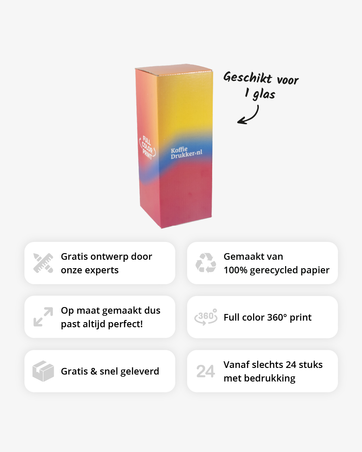 Geschenkdoos voor 1 glas Bedrukt (full color) sfeerfoto 2