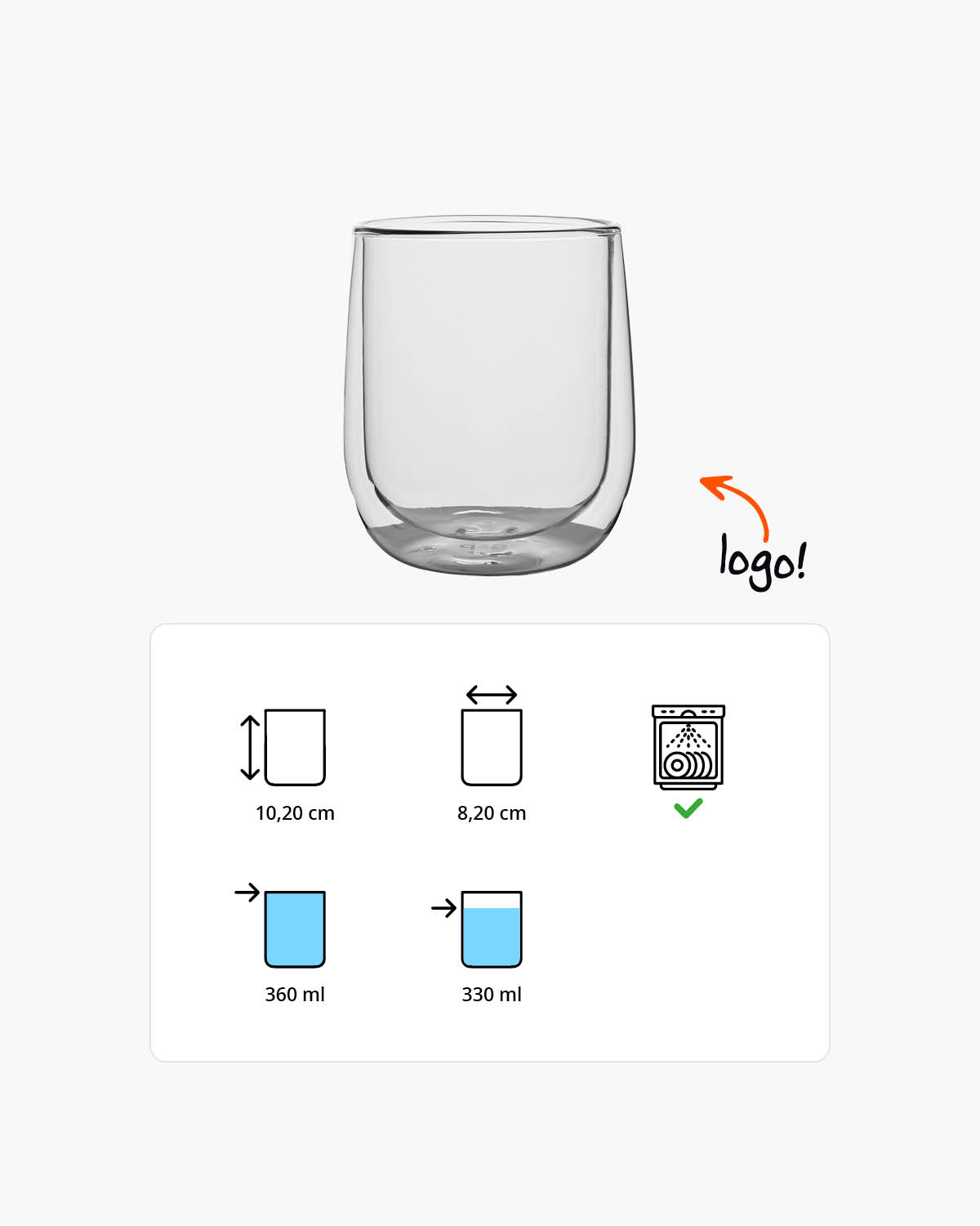 Hugo dubbelwandig glas 360 ml Gravure (zandstralen)  of Bedrukt (1 kleur)  sfeerfoto 2