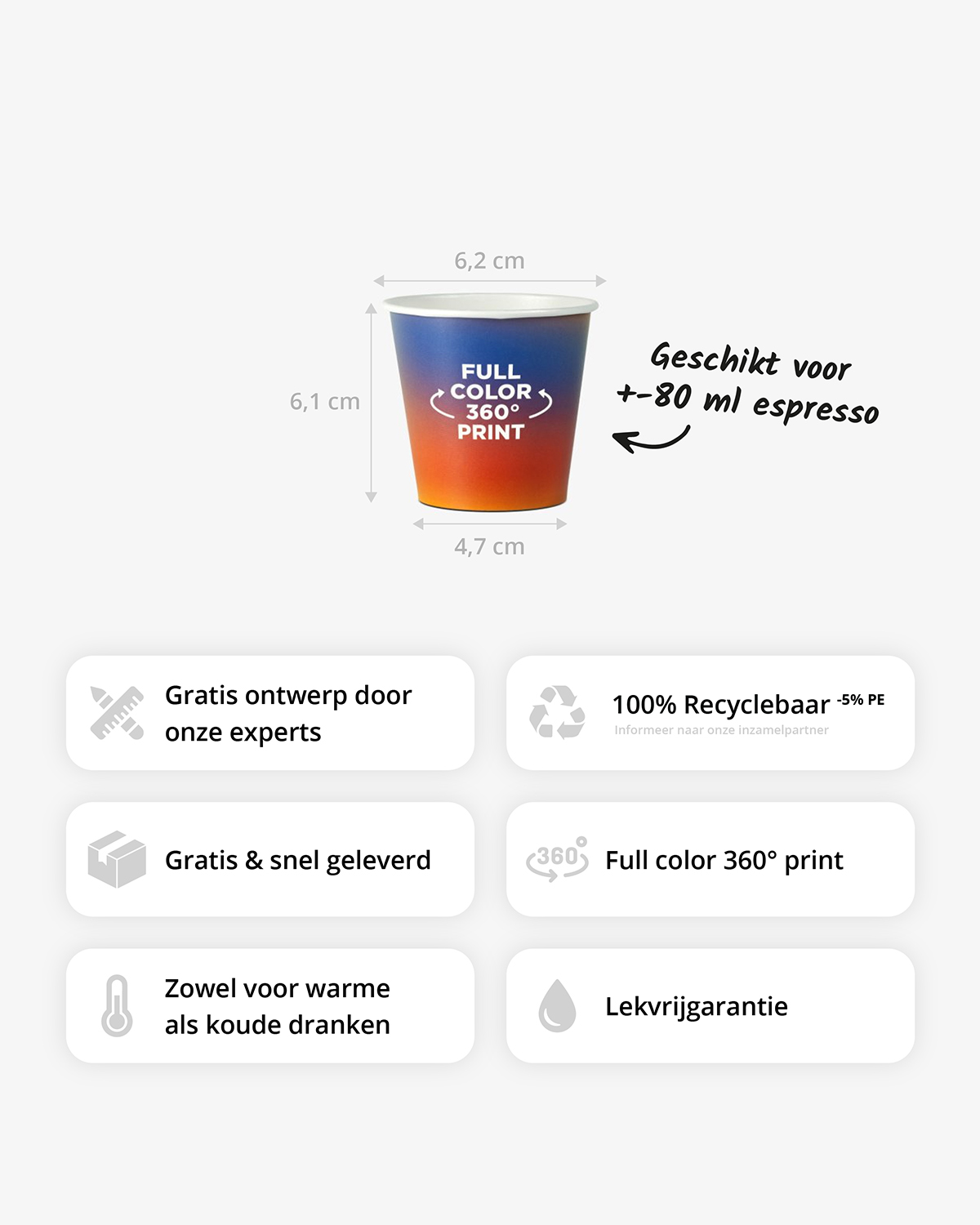Koffiebekers 4 oz (80 ml) Bedrukt (full color) sfeerfoto 2