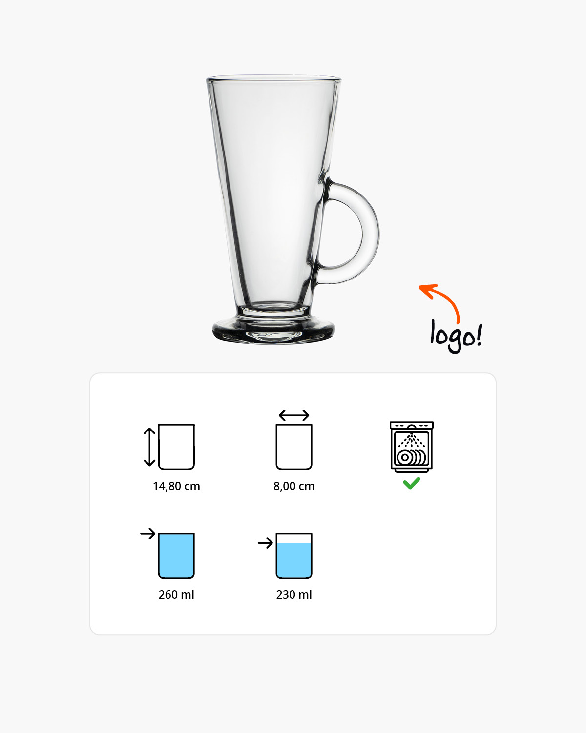 Middelburg latte macchiatoglas 260 ml Bedrukt of Lasergravure  of Gravurelook  sfeerfoto 1