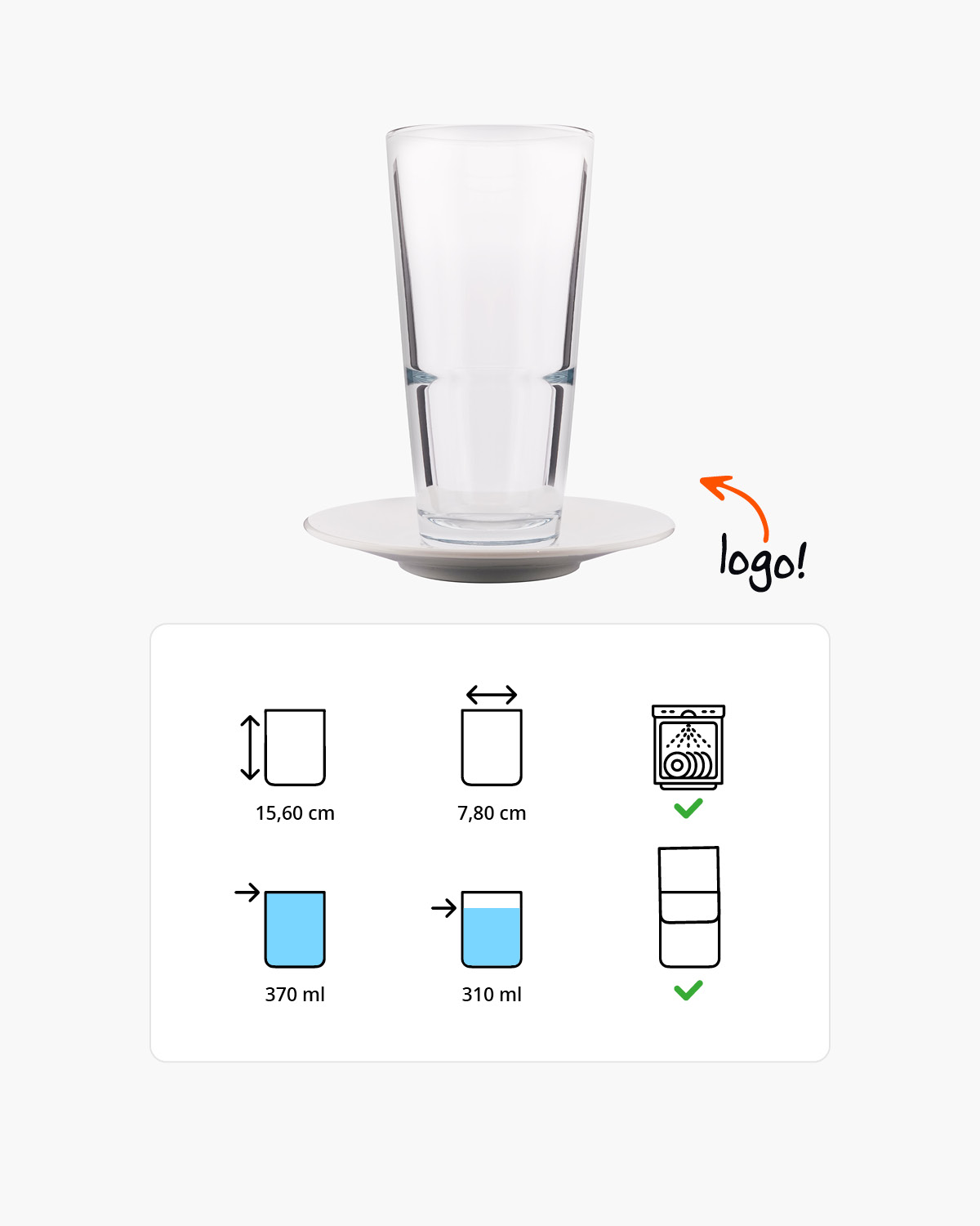 Milou latte macchiatoglas met schotel 370 ml Bedrukt of Lasergravure  of Gravurelook  sfeerfoto 1