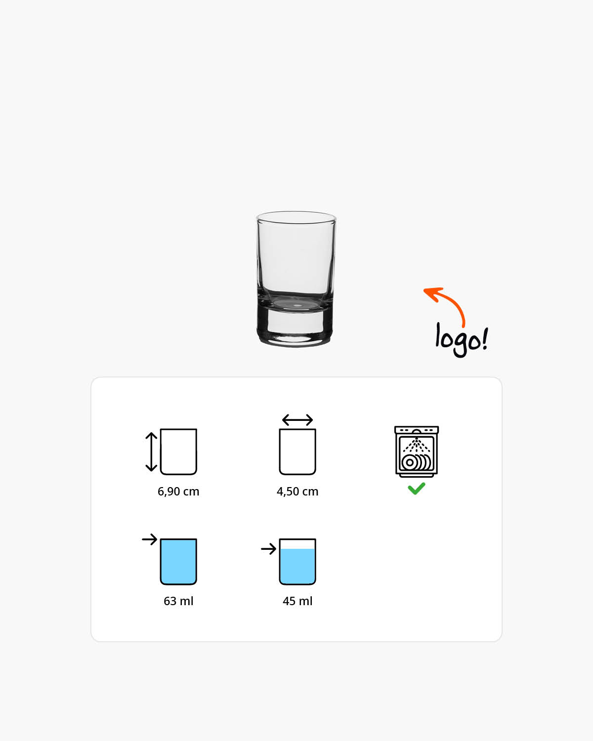 Pearl shotglas 63 ml Bedrukt of Lasergravure  of Gravurelook  sfeerfoto 1