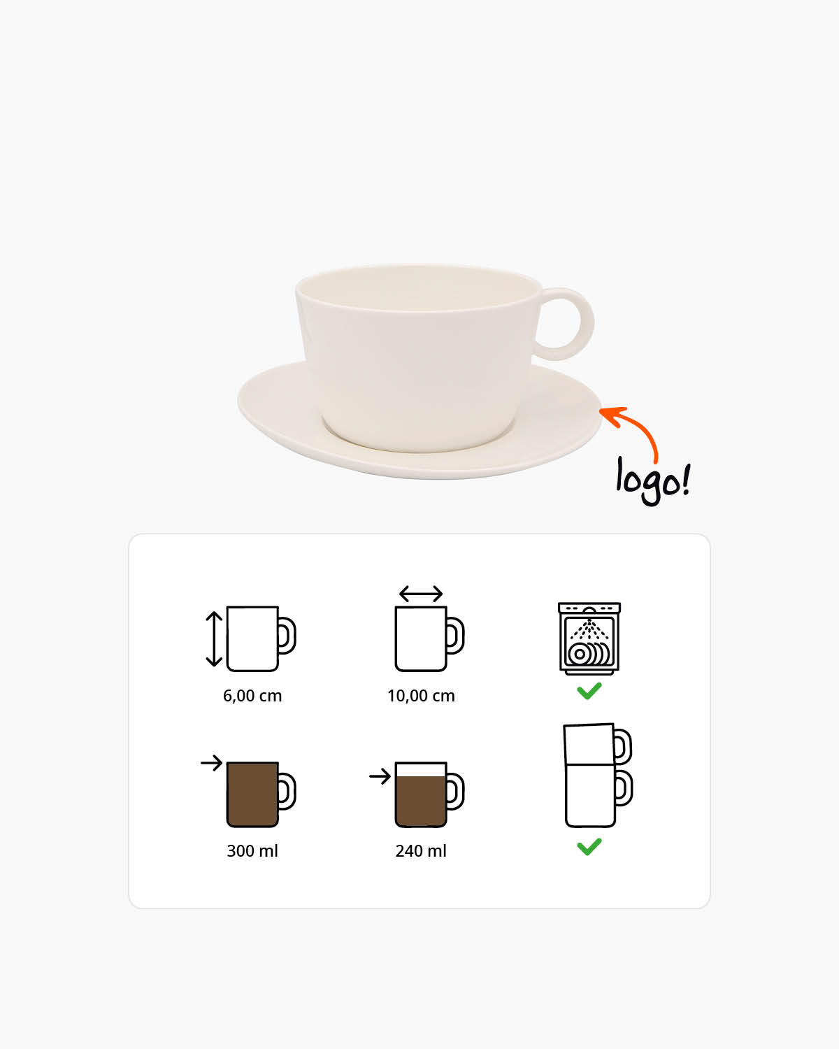Perla kop en schotel 300 ml Bedrukt sfeerfoto 2