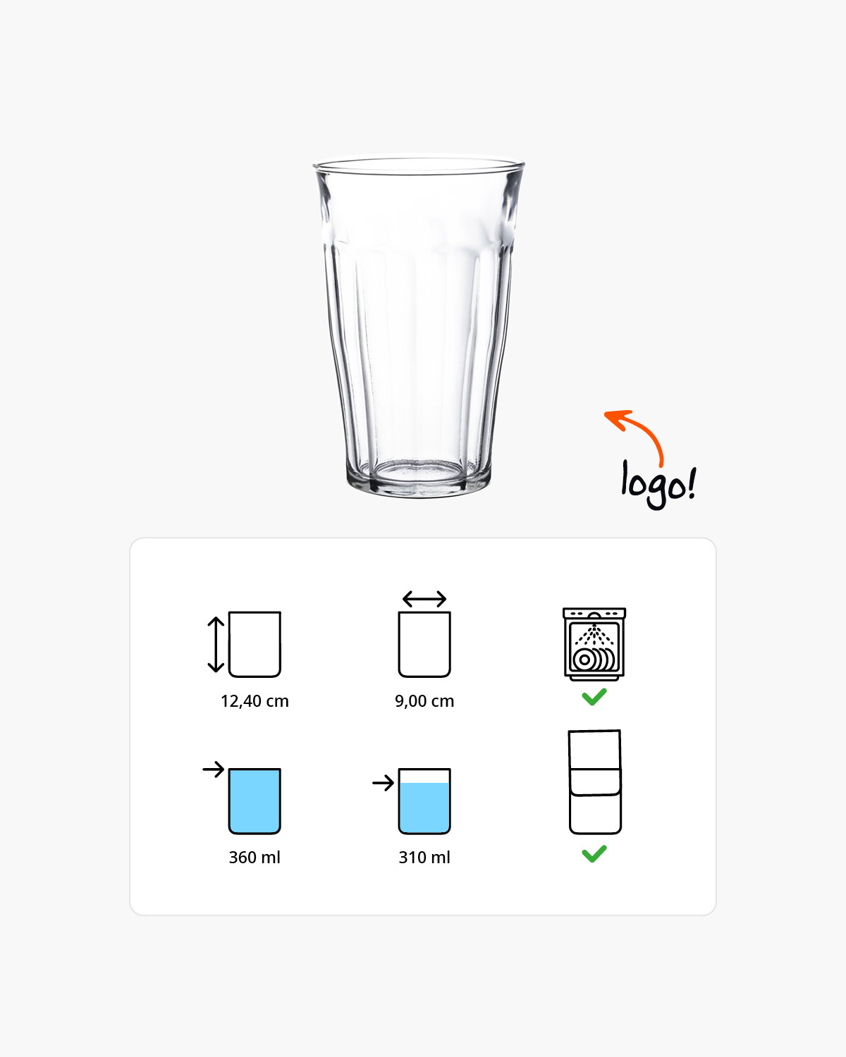 Picardie longdrinkglas 360 ml Bedrukt of Lasergravure  of Gravurelook  sfeerfoto 2