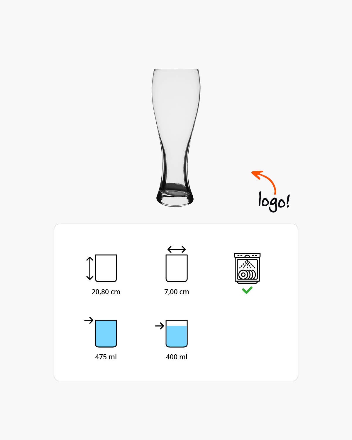 Pillaris bierglas 450 ml Bedrukt of Lasergravure  of Gravurelook  sfeerfoto 1