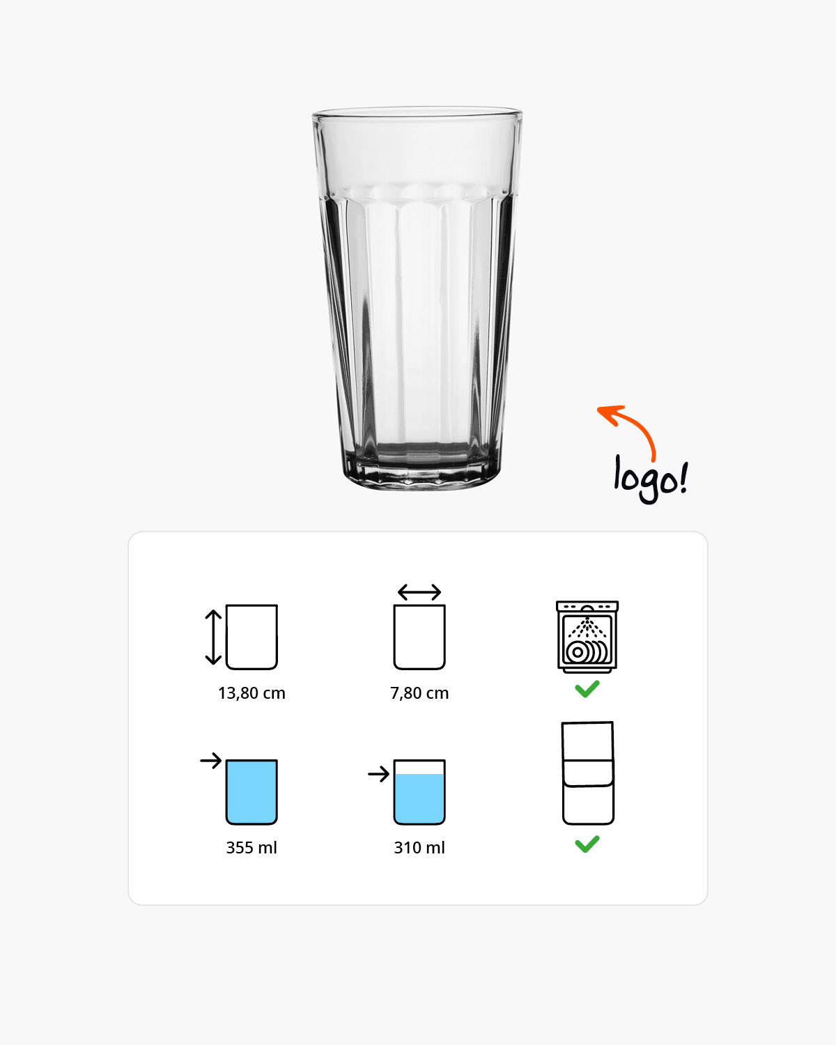 Plain longdrinkglas 355 ml Bedrukt of Lasergravure  of Gravurelook  sfeerfoto 1