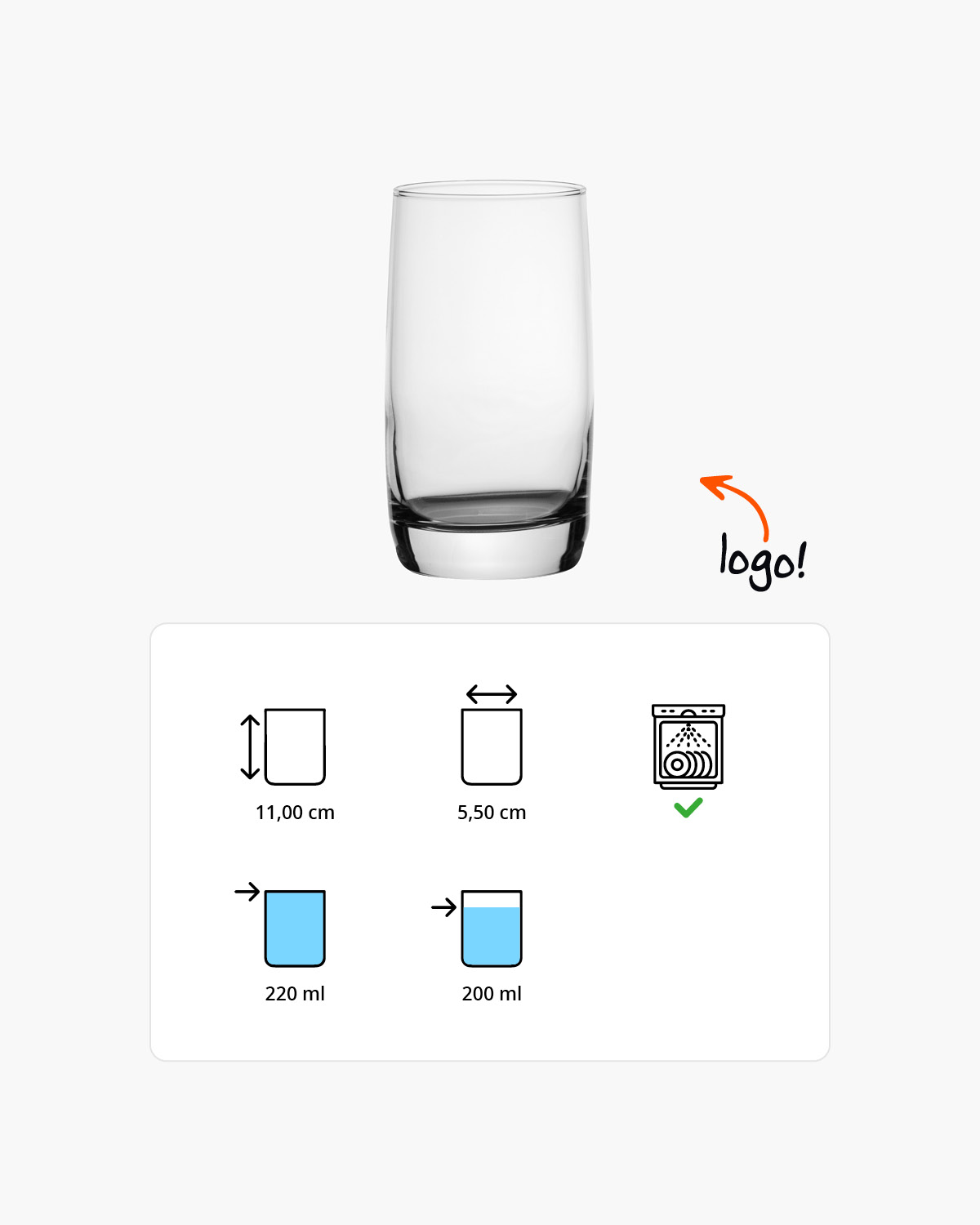 Quartz longdrinkglas 220 ml Bedrukt of Lasergravure  of Gravurelook  sfeerfoto 1