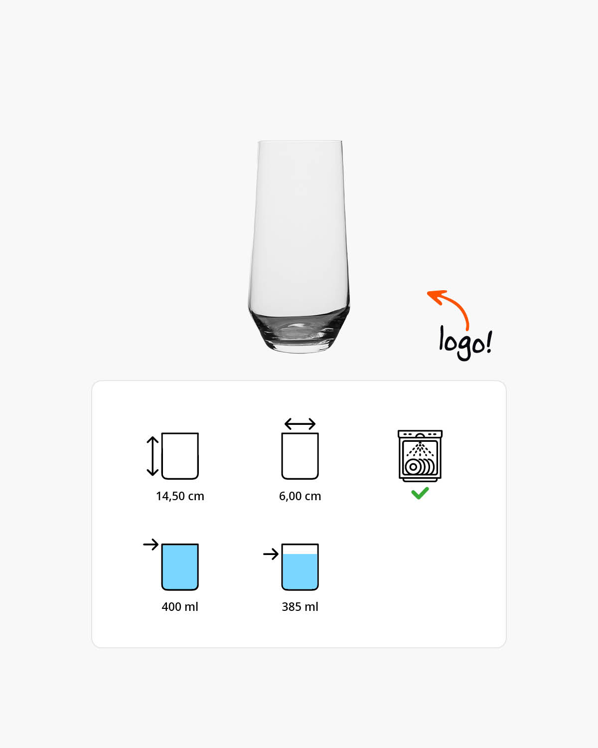 Riviera longdrinkglas 400 ml Bedrukt of Lasergravure  of Gravurelook  sfeerfoto 2