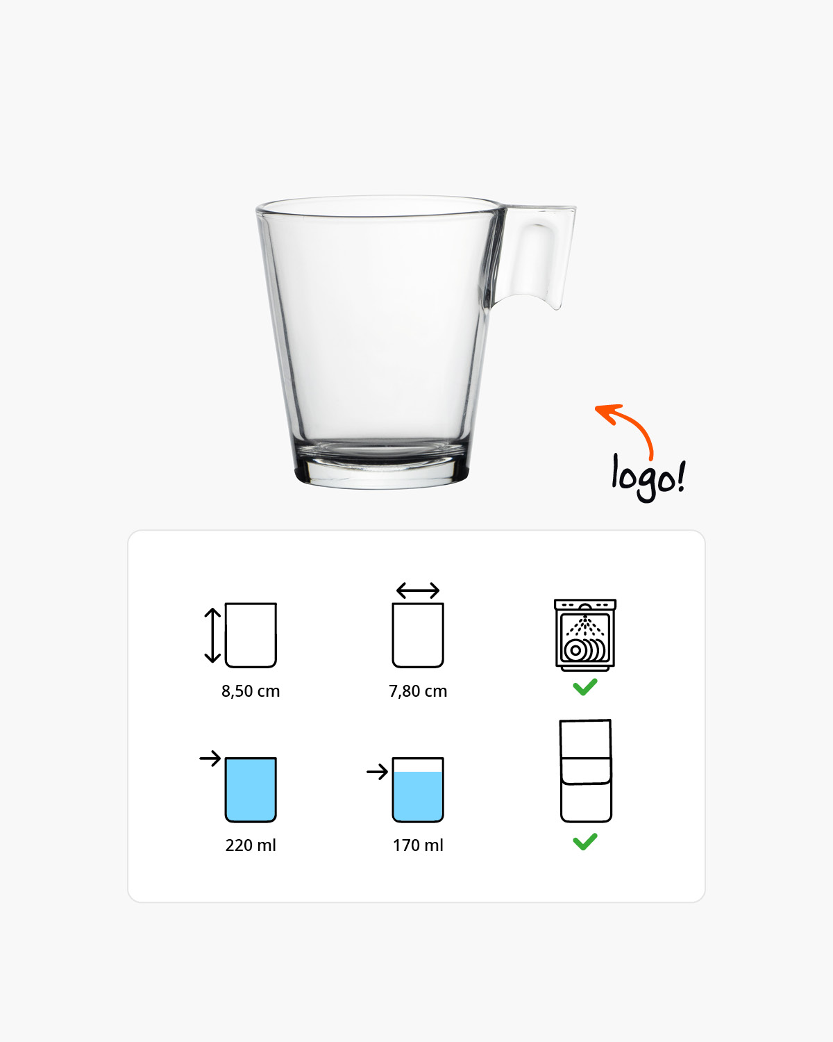 Sharp koffieglas 220 ml Bedrukt of Lasergravure  of Gravurelook  sfeerfoto 1