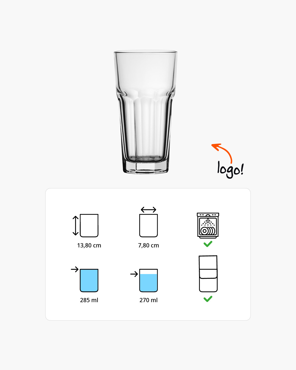 Texas latte macchiatoglas hoog 285 ml Bedrukt of Lasergravure  of Gravurelook  sfeerfoto 1