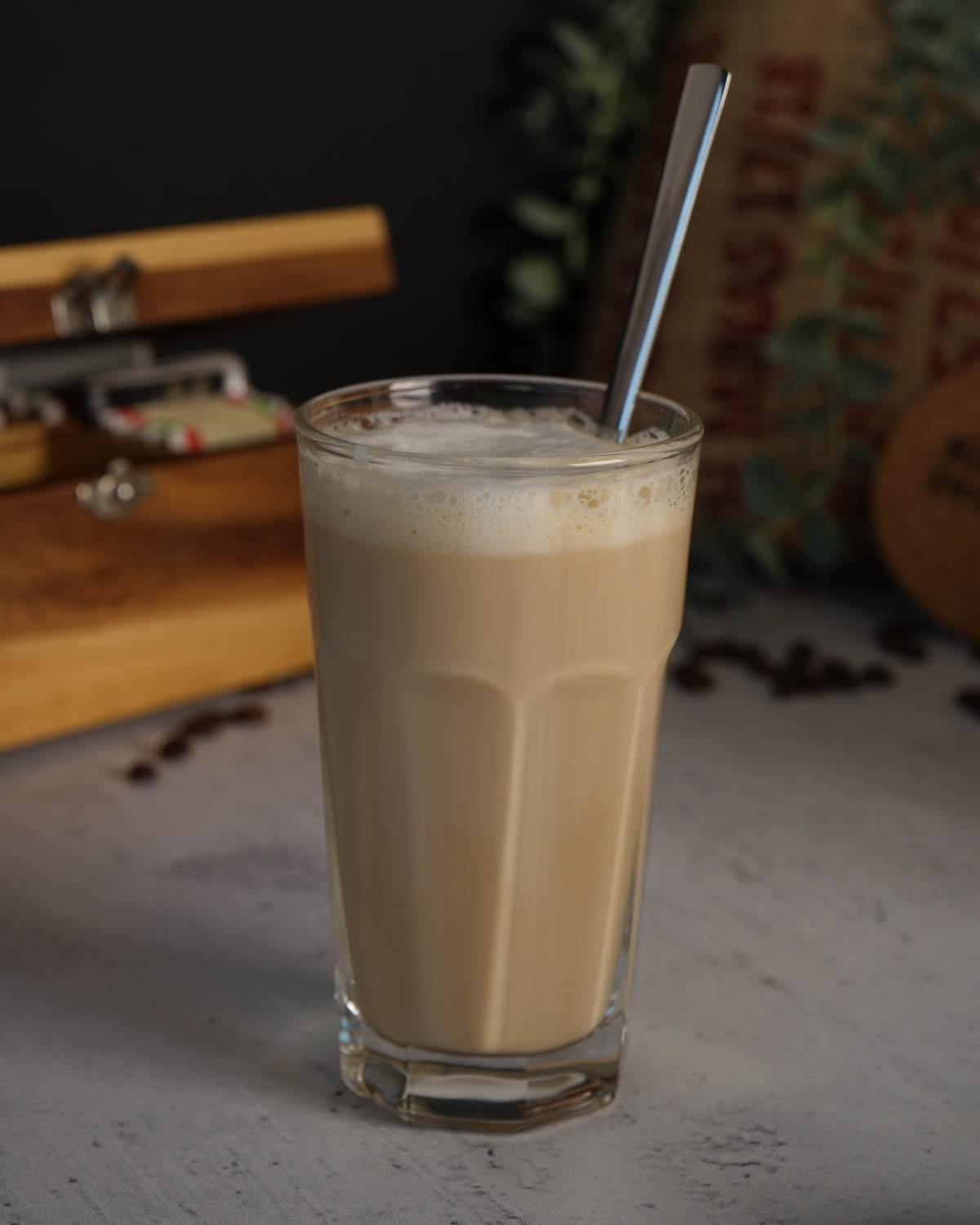 Texas latte macchiatoglas hoog met schotel 285 ml Bedrukt of Lasergravure  of Gravurelook  sfeerfoto 3