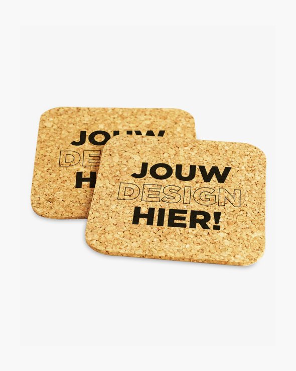 Onderzetters van kurk vierkant 10 x 10 cm Bedrukt (1 kleur)
