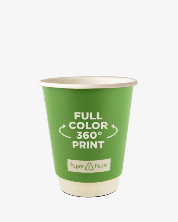 Koffiebekers dubbelwandig Paper2Paper 8 oz (220 ml) Bedrukt (full color)